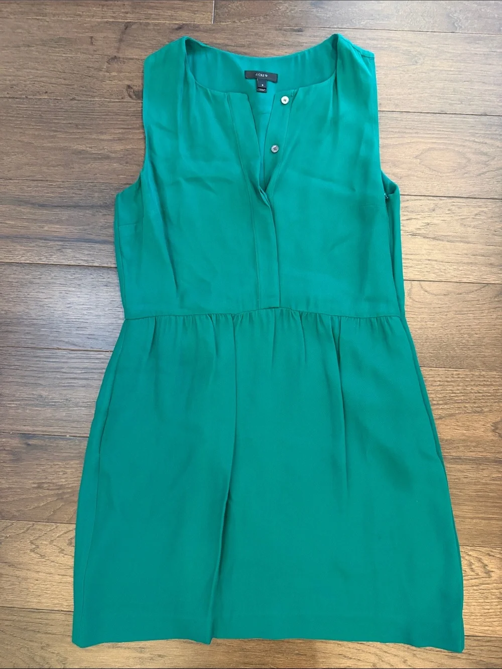J. Crew Emerald Green Sleeveless V-Neck Dress Size 8 - C47-024 - Picture 1 of 13